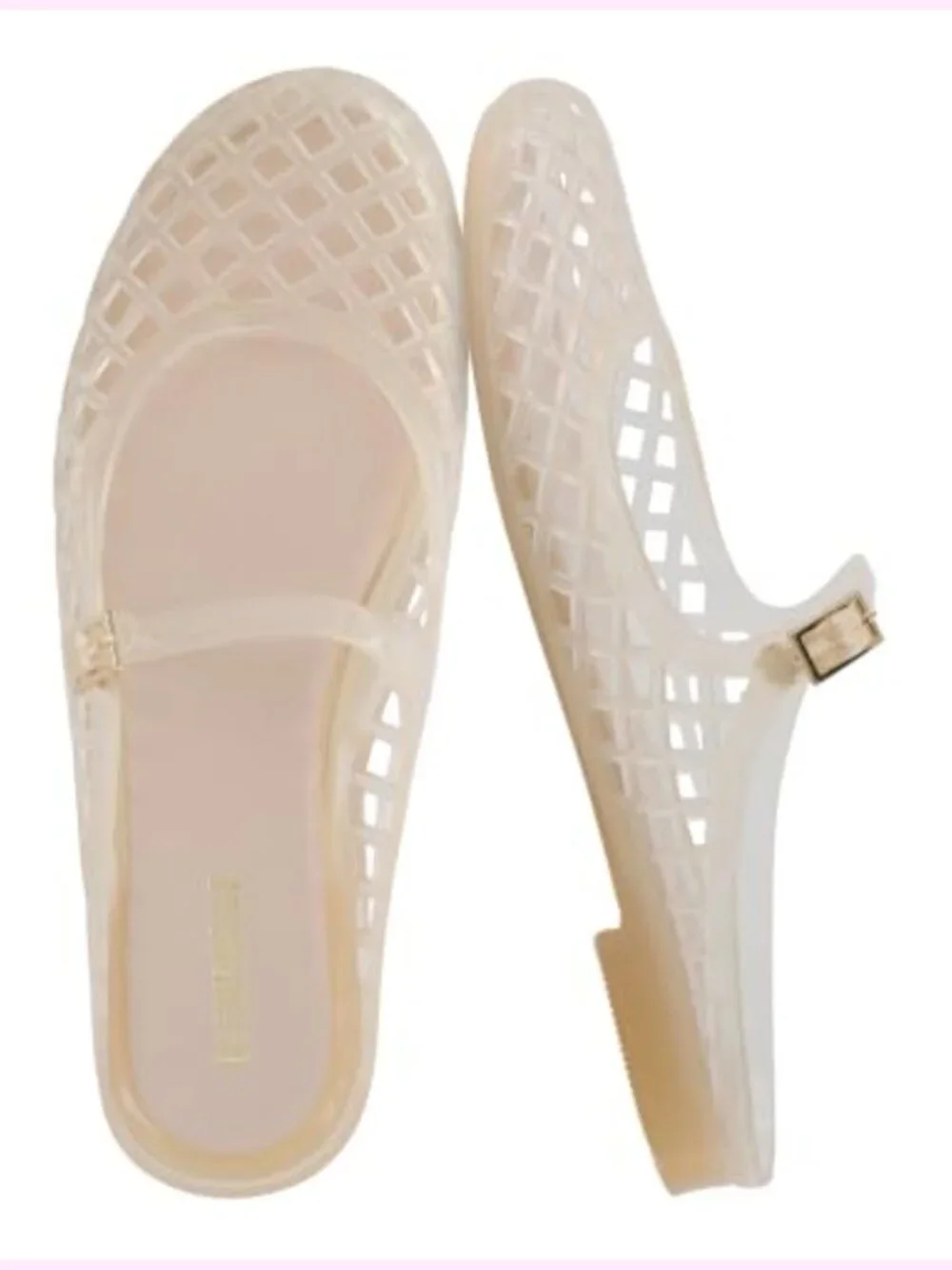 Womens Jelly Flats with Adjustable Strap Mary Jane Mule